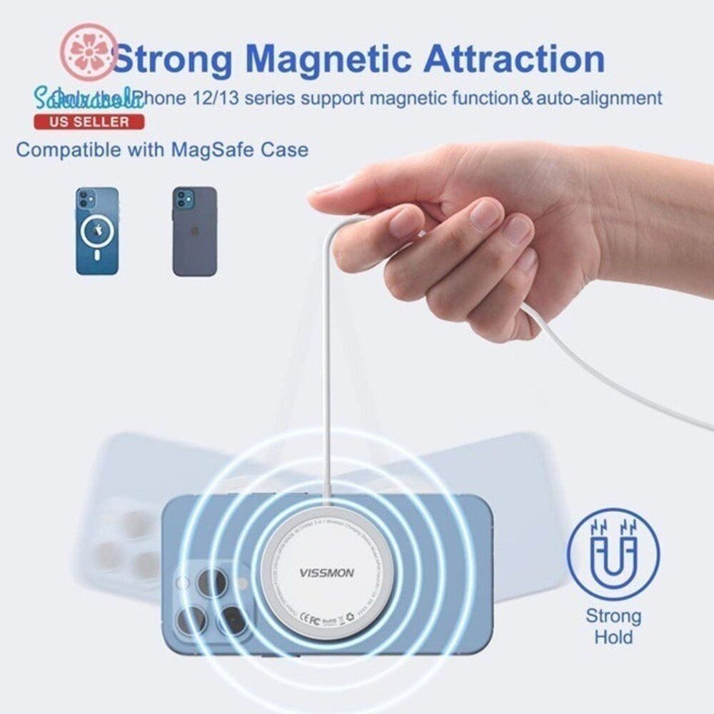 Magnetic Wireless Charger 3 in 1 15W Fast Wireless Charging - Picture 5 of 9
